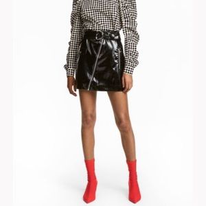 H&M patent Moto skirt